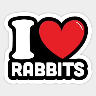 Red Heart I Love Rabbits Sticker